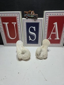Pair Vktg White SCULPTOR A SANTINI Figure ALABASTER DOVES bird FIGURINES STONE - Picture 1 of 8