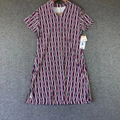 NWT Lulu B SPF 50+ Shift Dress Womens Medium M Pink Black Geometric Print - Image 1 of 4
