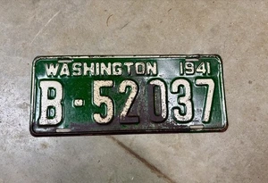 1941 WASHINGTON Nummernschild B-52037 - Bild 1 von 4