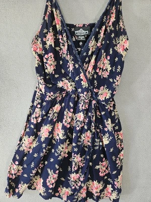 Vintage Y2K Angie Large Romber Shirt Tank Top Wrap Blue Floral Vneck Coquette  - Image 1 of 4