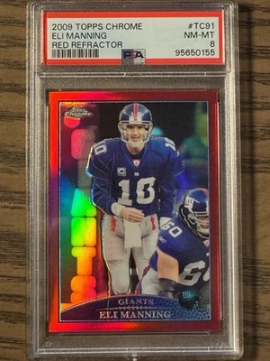 Topps Chrome Eli Manning Red Refractor 2009/25 Giants Qb Psa 8 Foto 1 de 2