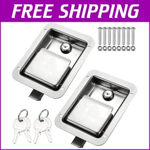 Stainless Steel Toolbox Lock Replacement Kit - Weathertight Paddle Latch Handle - Picture 1 of 10