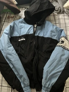 Diadora Vintage Cyan Blue Hooded Ski Jacket - Picture 1 of 5
