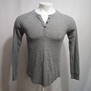 Camisa Henley Capa Marina Para Hombre Talla Pequeña Manga Larga Gris Jaspeado Hecha en EE. UU. - Imagen 1 de 9