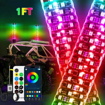 2X 1FT Spiral LED Antenna RGB Whip Lights For Can-Am Renegade 1000 1000R 500 570 - Image 1 of 4