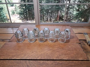 LOT OF 10 VINTAGE GLASS INSULATORS All Hemingray 17 Clear Os146 4 - Imagen 1 de 10