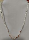 Mother of Pearl Carved Tulips and Rice -shaped Beads with Coral Chips Necklace