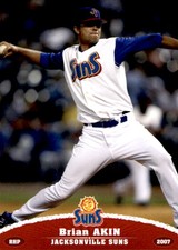 2007 Jacksonville Suns Grandstand #1 Brian Akin Louisville Kentucky KY Card