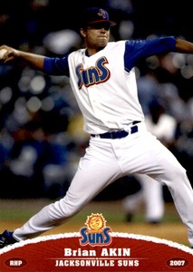 2007 Jacksonville Suns Grandstand #1 Brian Akin Louisville Kentucky KY Card