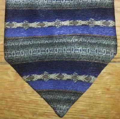 Corbata de seda puritana a rayas abstractas azul marino negro tostado verde oliva tostado nueva en caja t2880  Foto 1 de 4