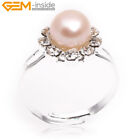 White Gold Plated Sun Shape Freshwater Pearls Ring Jewelry Charm Mother's Day