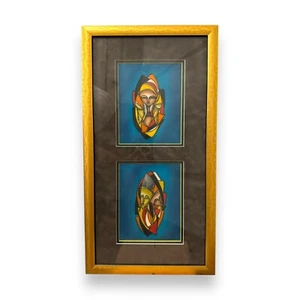 Authentic Kiwanuka Nairobi Kenyan African Faces Batik Fabric Art Paintings - Picture 1 of 6