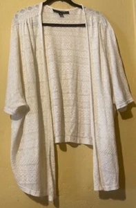 Woman’s Plus Size 4X (34/36) denim 24/7 Cream lightweight Sweater Cardigan - Picture 1 of 13