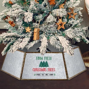 Christmas Tree Collar Metal Farmhouse Tree Skirt Large Trees Ring Base Stand Cov - Picture 1 of 6