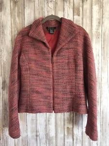 ETCETERA Pink Wool Tweed Zipper Blazer Jacket 10 M L - Picture 1 of 7