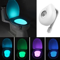 LED Toilet Bathroom Night Light Human Motion Activated Seat Sensor Lamp 8 Color