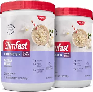 SlimFast Meal Replacement Smoothie Mix, 24 Servings, High Protein, Vanilla Cream - Picture 1 of 7