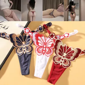 Damen Sexy Höschen Mit Schmetterlingsstickerei Unterwäsche G-String Dessous > - Bild 1 von 20