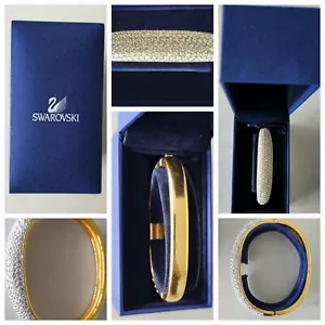 Branded Swarovski Crystal Signed Jewellery gold-tone bangle bracelet - Bild 1 von 7
