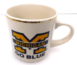 Vintage Michigan "Go Blue" Wolverines Coffe Mug Gold Rim - Picture 1 of 5
