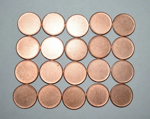 X25. LOT OF 20 TYPE 2 (WITH RIM) LINCOLN CENT BLANKS, WITH LUSTER AS SHOWN Cover