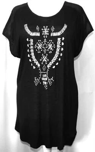 NEW TOMMY & KATE 🌸BLACK LONGLINE VISCOSE TOP WITH SILVER BEADING 🌸 SIZE 16/18* - Picture 1 of 8