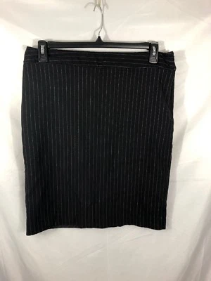 Dana Buchman Womens Size 12 Black Pinstriped Zip Up Pencil Straight Career Skirt - Image 1 of 2