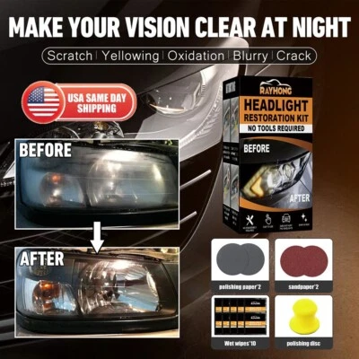 Ceramic Car Headlight Restoration Cleaner  Kit Scratch Renovation Tool 3 Steps Foto 1 de 4