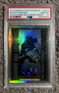 2024 MARVEL MASTERPIECES 92 PLATINUM CORNER BOX CREATIONS - BLACK PANTHER PSA 10 - Picture 1 of 2
