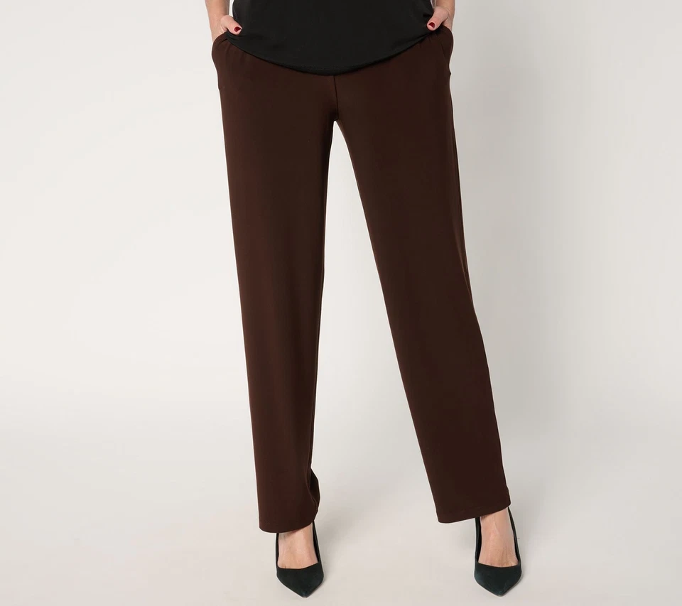 Susan Graver Regular LK Luxe Pull On Pants with Pockets Chocolate M New - Image 1 of 1