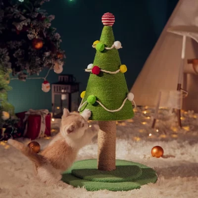 Cat Scratching Post Activity Centre Sisal Christmas Tree Scratcher Tower 30X53cm - Image 1 of 4