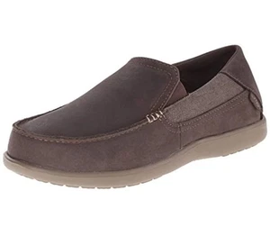 Crocs Santa Cruz 2 Luxe Leather Brown Slip On Triple Comfort Loafers Mens 8 - Picture 1 of 8