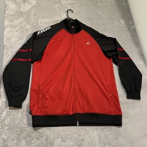 Jordan Jacket Mens 2XL Red Full Zip Track Warmup XXL Polyester Athletic Bred - Picture 1 of 10