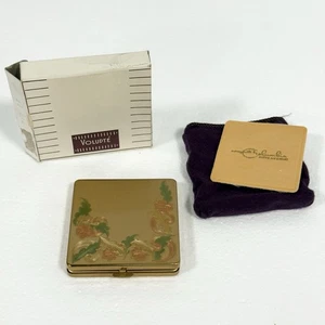 Estuche compacto vintage Volupte dorado grabado floral Art Deco No. 11 con caja - Imagen 1 de 24