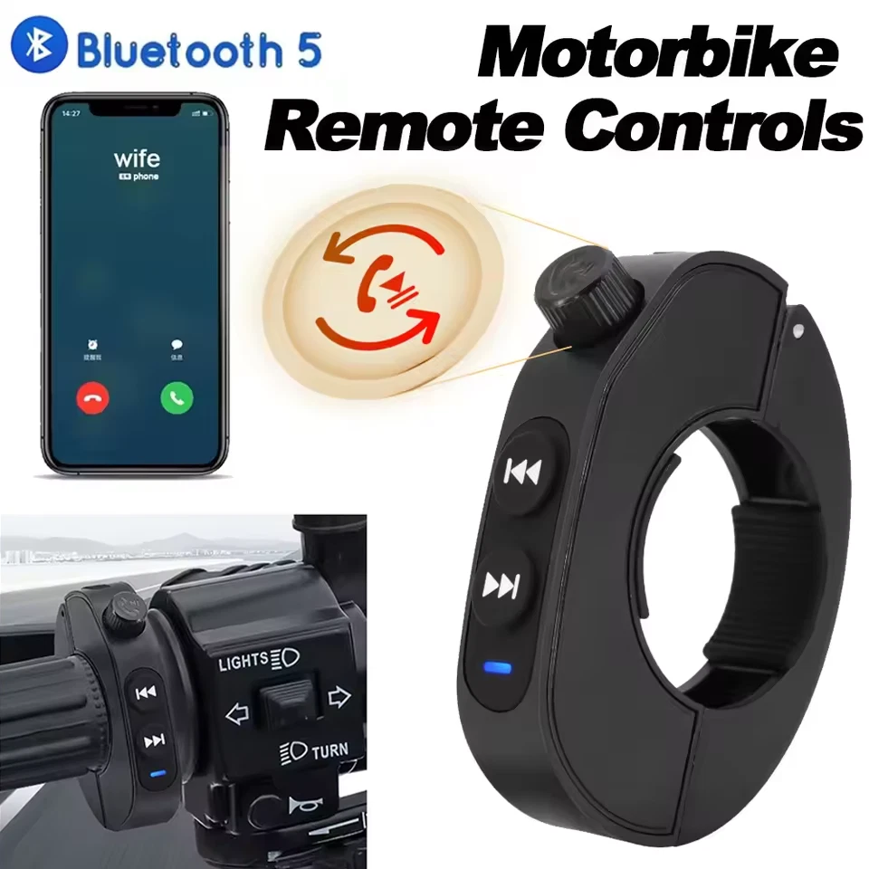 Bluetooth Remote Control Waterproof Bike Motorcycle Handlebar Media Controller - Image 1 of 1