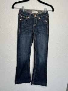 Ariat Real Jeans Girls Size 8 Blue Denim Bootcut Medium Wash Cowgirl Western - Picture 1 of 4