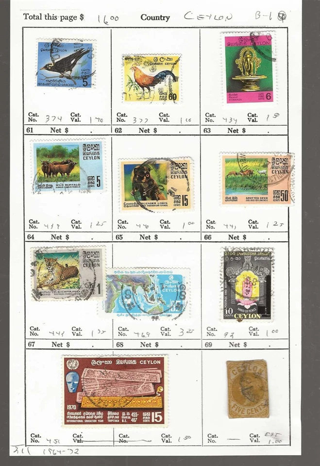 CEYLON...Sc #374/469; B2 y corte cuadrado...Usado...1964/72...11 Diff...SCV $16,00 Foto 1 de 1