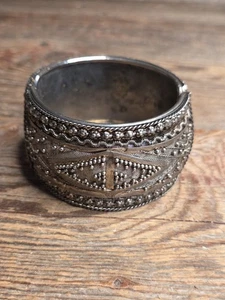 Vintage Tribal Multi Braided Detail Bronze Tone Metal Hinged Cuff Bracelet - Picture 1 of 9