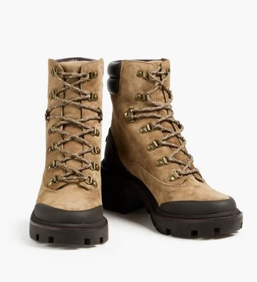 BOTINES CON CORDONES TORY BURCH SUELA CON TACOS EXCURSIONISTA GAMUZA CUERO Foto 1 de 4