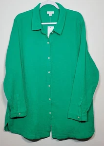 J. Jill Damen 2X grün Papaya Baumwolle Gaze geteilter Saum Tunika Top UVP $ 89,00 - Bild 1 von 10