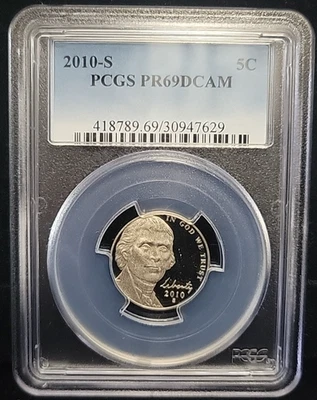 2010 S Proof Jefferson Nickel 5c PCGS PR69DCAM - Image 1 of 4