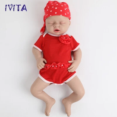 IVITA 20''Sleeping Girl Reborn Baby Doll Newborn Full Body Silicone Toddler Toy - Image 1 of 4