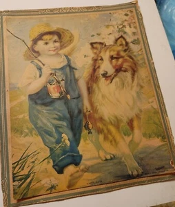 Calendario Happy Days 1927 Marrone e Bigelow Stampa Top Jeans Blu Collie Pesca - Foto 1 di 2