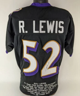 Ray Lewis Signed Autographed Baltimore Ravens Custom Jersey (JSA Witness COA) - Image 1 of 4
