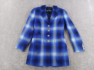 Escada Margaretha Ley Womens Jacket 36 Blue Plaid Wool Button Lined Vintage - Picture 1 of 23
