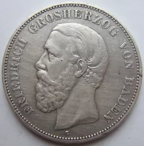 Münze Kaiserreich 5 Mark Friedrich Grosherzog von Baden 1888 G in Sehr schön - Bild 1 von 2