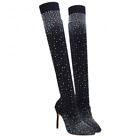 Sexy Women Stretch Glitter Pointy Toe Over Knee High Boots Dance Shoes Nightclub