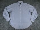 Ralph Lauren Shirt Mens Large Blue Check Cotton Button Down Classic Fit Oxford