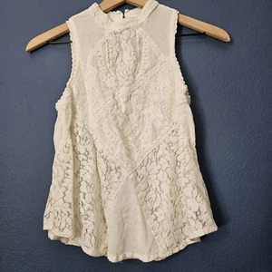 American Eagle weiße ärmellose Bluse mit Spitze Damen Größe XS - Bild 1 von 8
