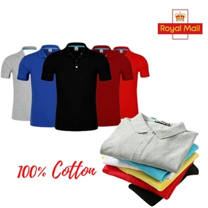 Men's Polo Shirt Short Sleeve 100% Cotton work wear uniform Pique Polo S - 4XL - Picture 1 of 32